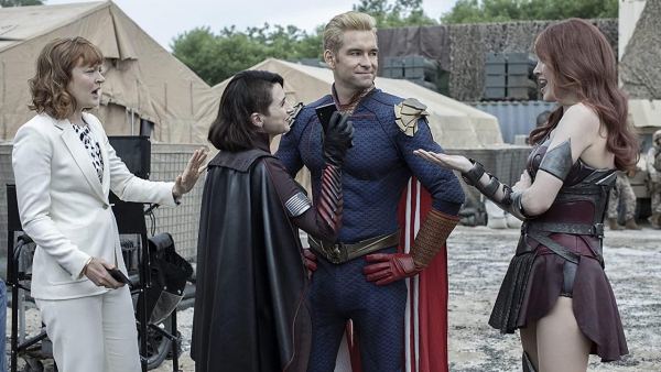 Bloederige foto vanaf set 'The Boys' seizoen 4