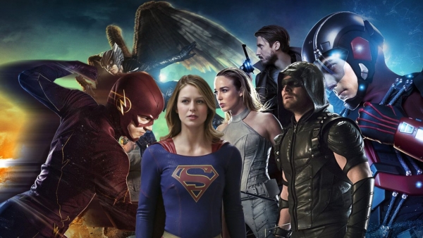 Foto's vierdelige cross-over 'Arrow', 'The Flash', 'Supergirl' en 'Legends of Tomorrow'