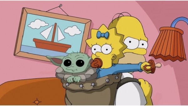 Baby Yoda duikt op in 'The Simpsons'