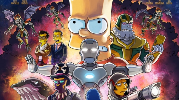 Eerste beelden van Thanos en Marvel-sterren in 'The Simpsons'!