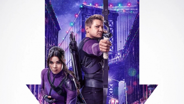 3 hoofdrolspelers op officiële poster 'Hawkeye'